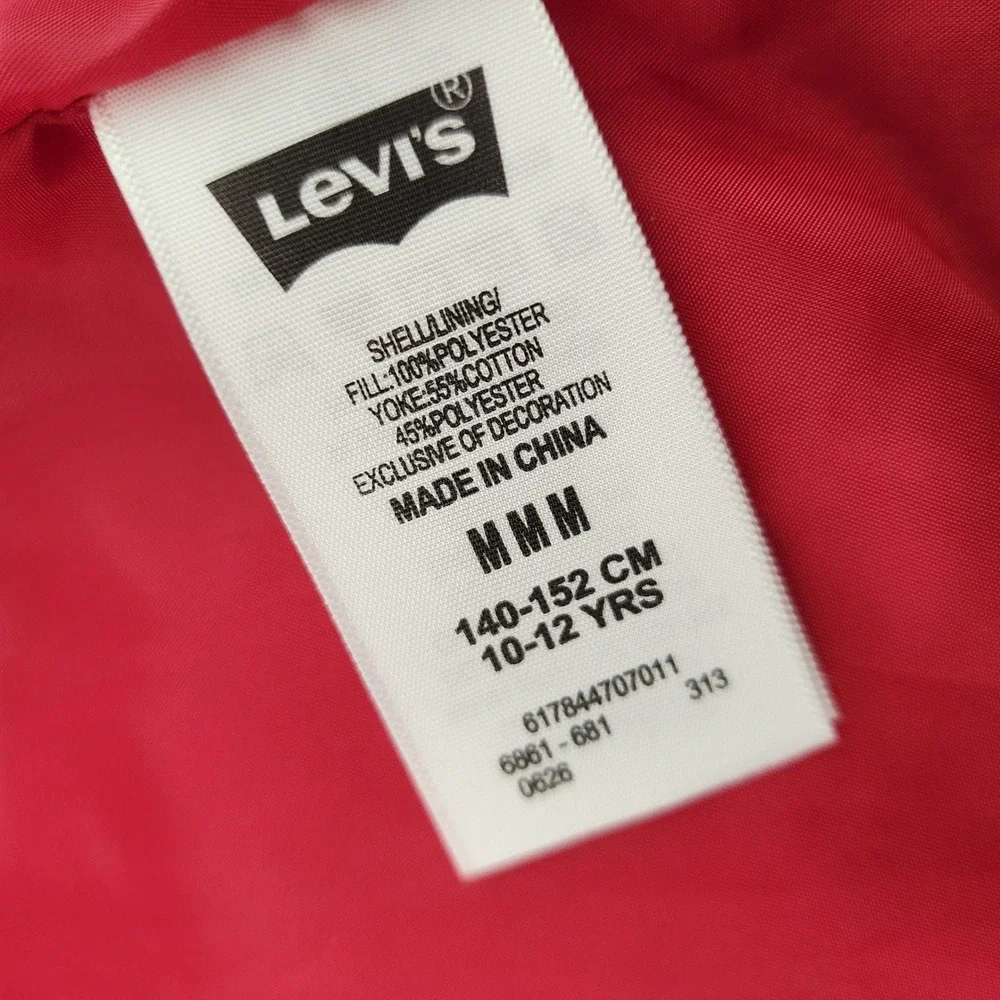 Levis Kids Red Puffer Vest Corduroy Yoke Western Gorpcore Medium 10-12
